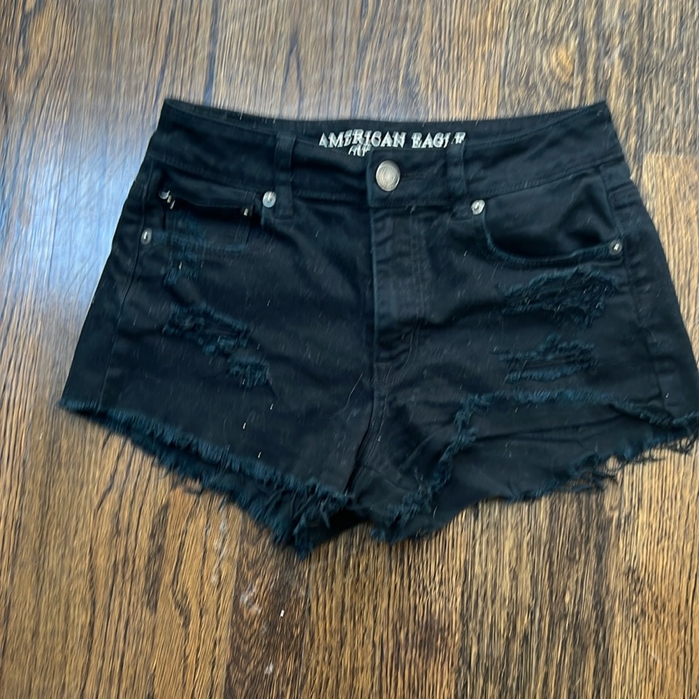 American Eagle outfitters high-rise black stretch jeans shorts